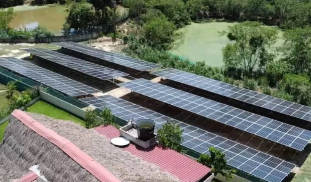 Páneles solares instalados en finca