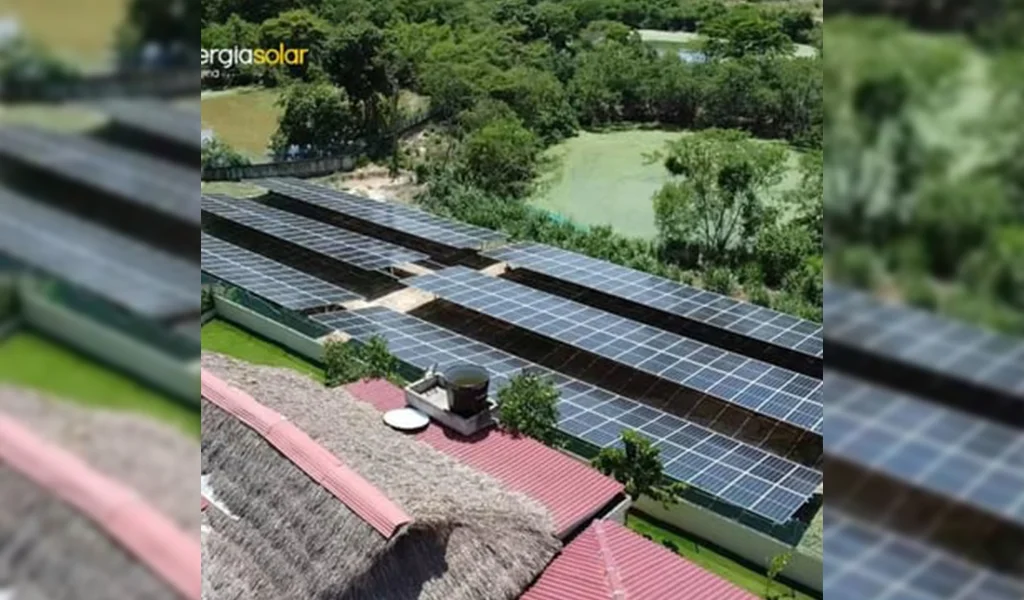 Paneles solares instalados en una finca
